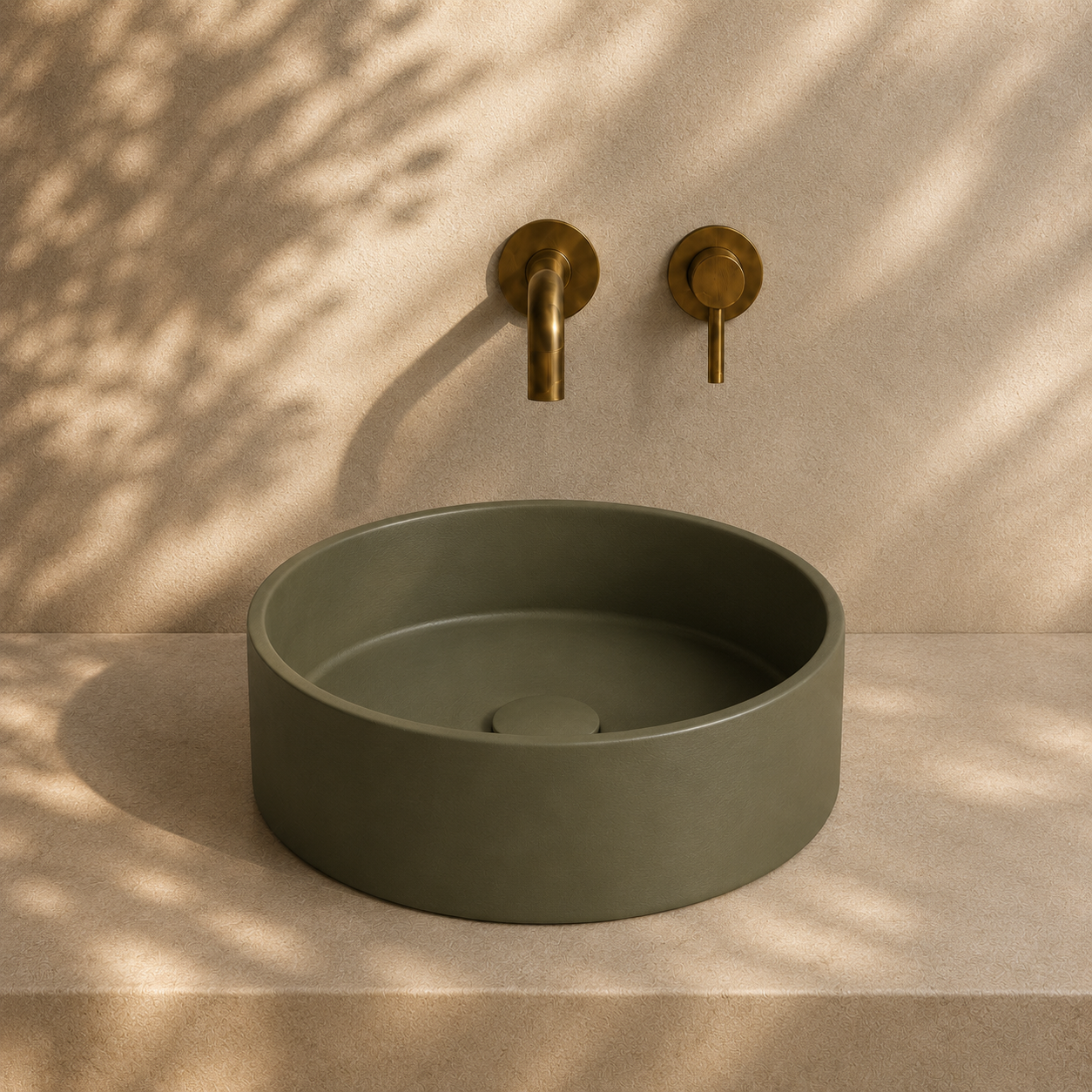 Milano Cerchio Concrete 380mm Above Counter Basin, Dark Olive Green