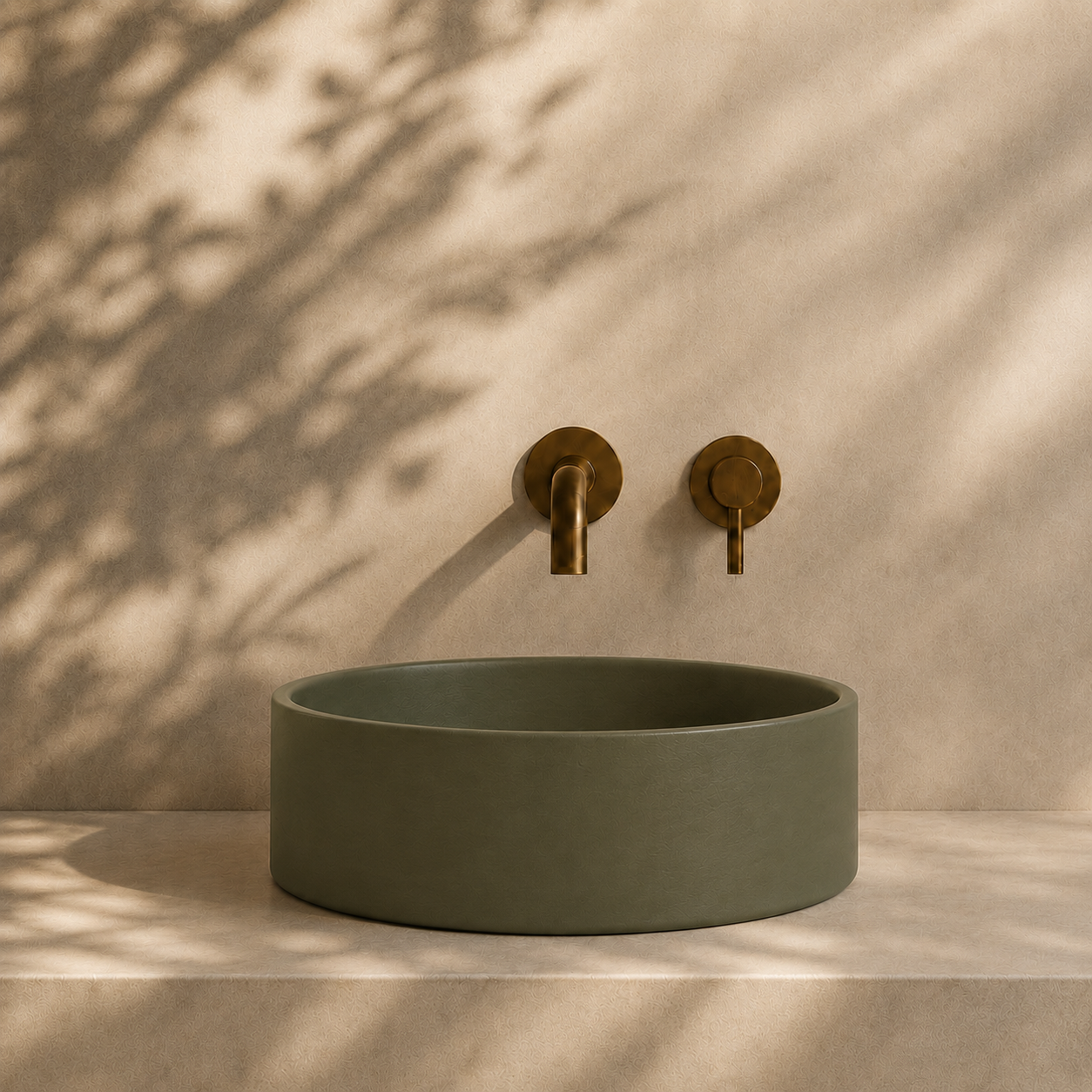 Milano Cerchio Concrete 380mm Above Counter Basin, Dark Olive Green