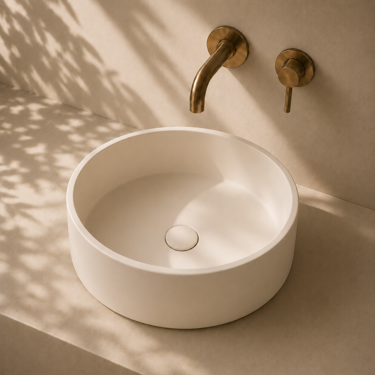 Milano Cerchio Concrete 380mm Above Counter Basin, Concrete Clay Biege