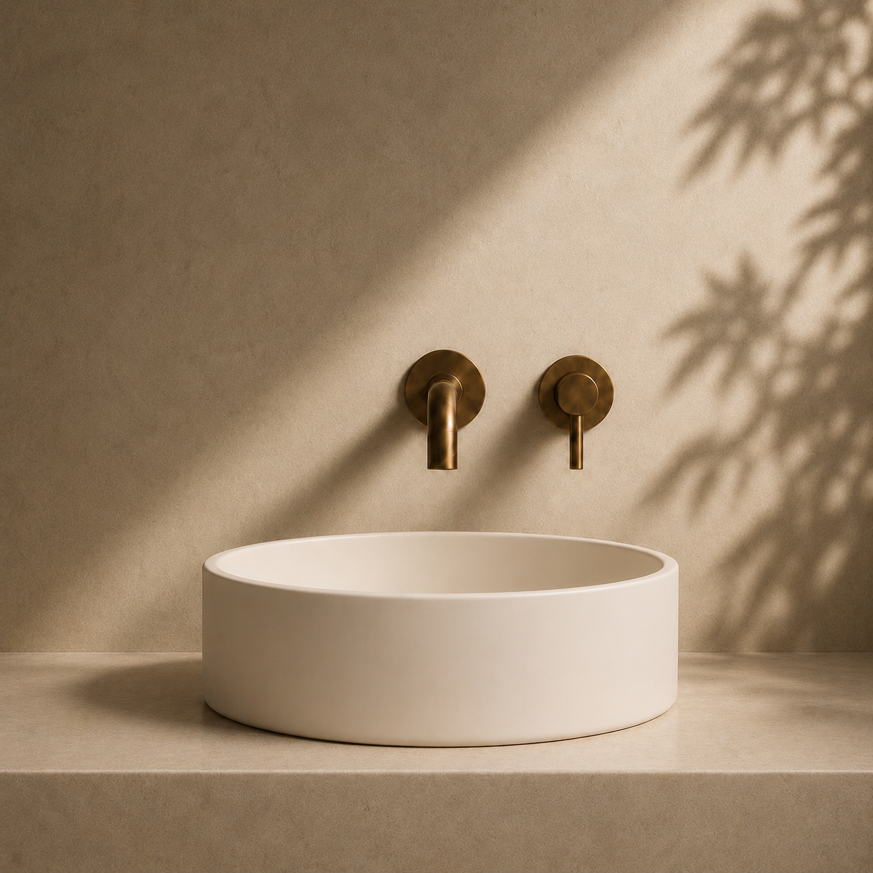Milano Cerchio Concrete 380mm Above Counter Basin, Concrete Clay Biege