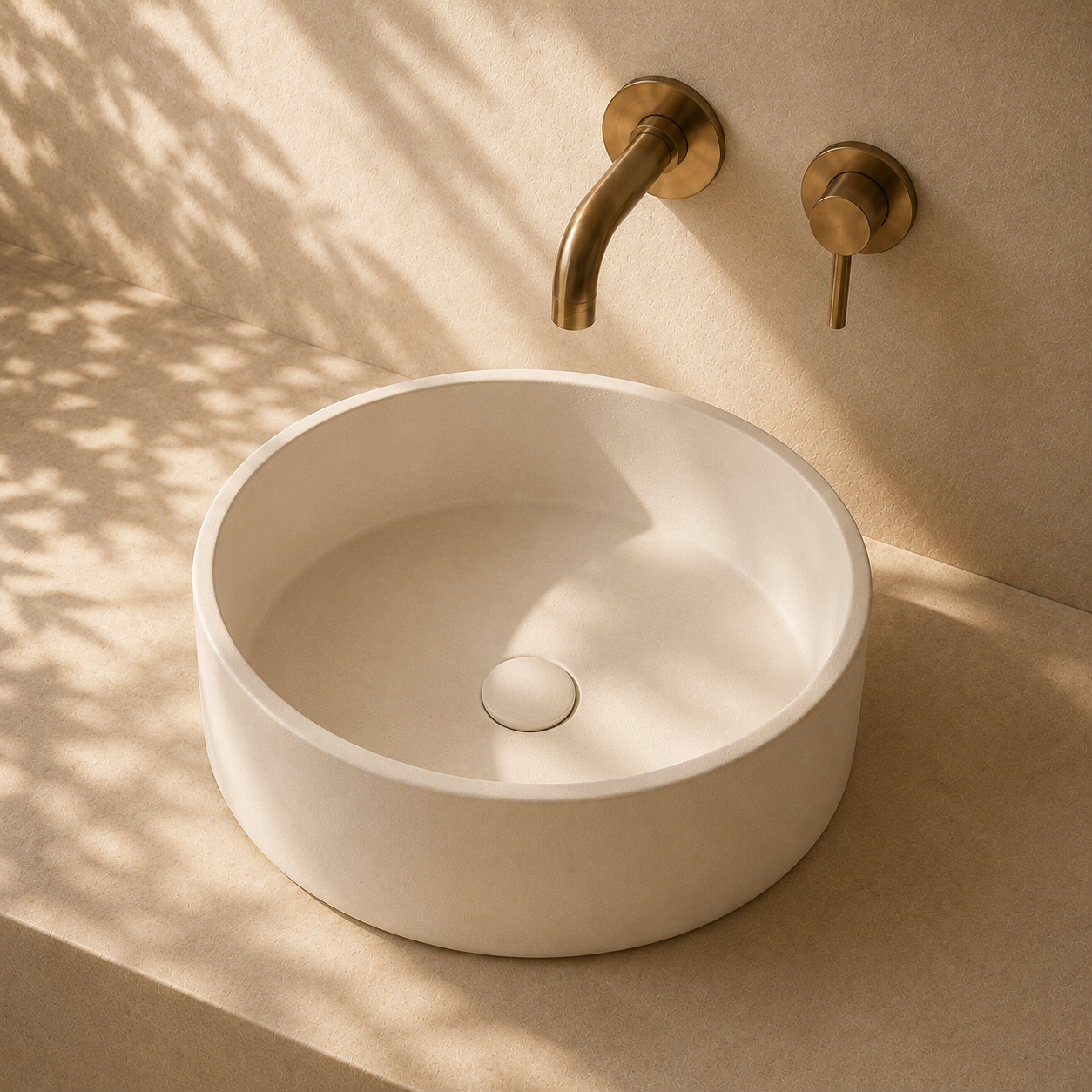Milano Cerchio Concrete 380mm Above Counter Basin, Concrete Warm White