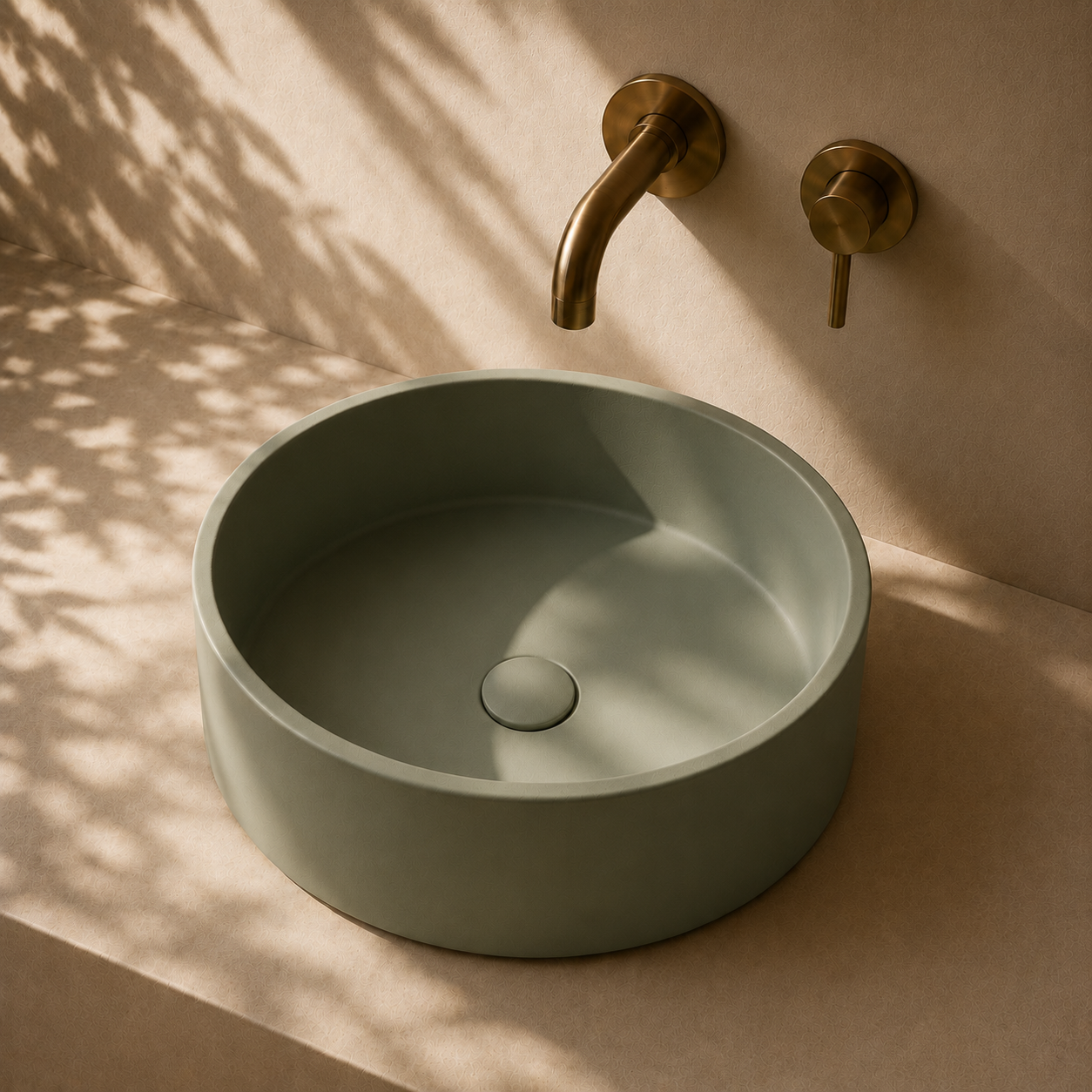 Milano Cerchio Concrete 380mm Above Counter Basin, Paradise Green