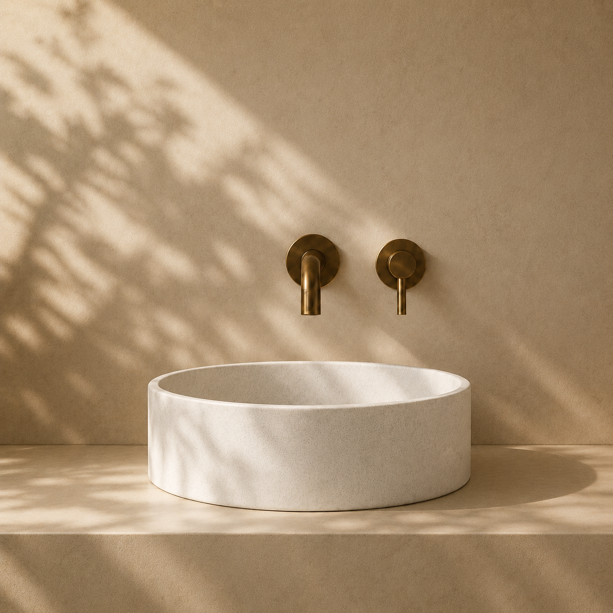Milano Cerchio Concrete 380mm Above Counter Basin, Terrazzo White
