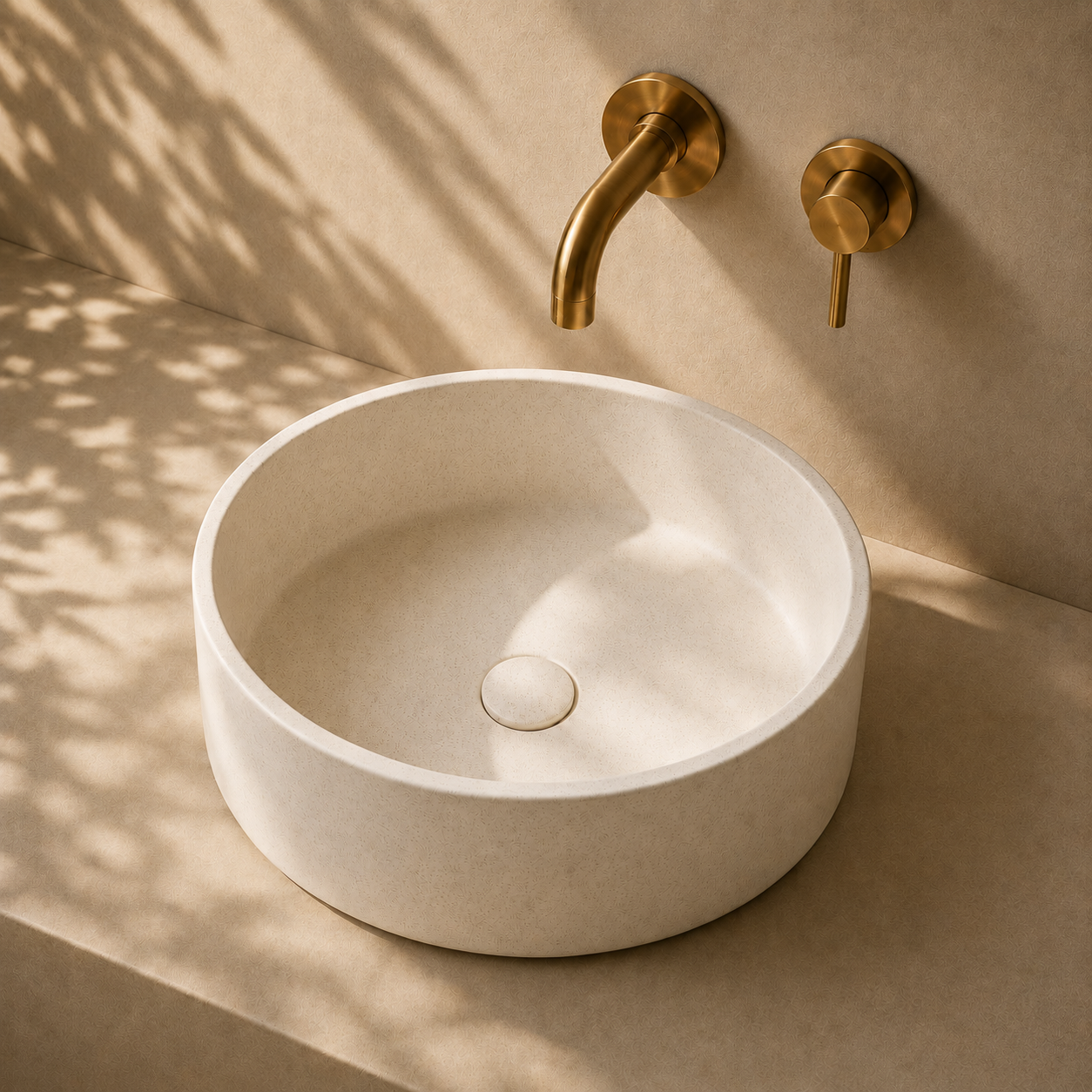 Milano Cerchio Concrete 380mm Above Counter Basin, Terrazzo White