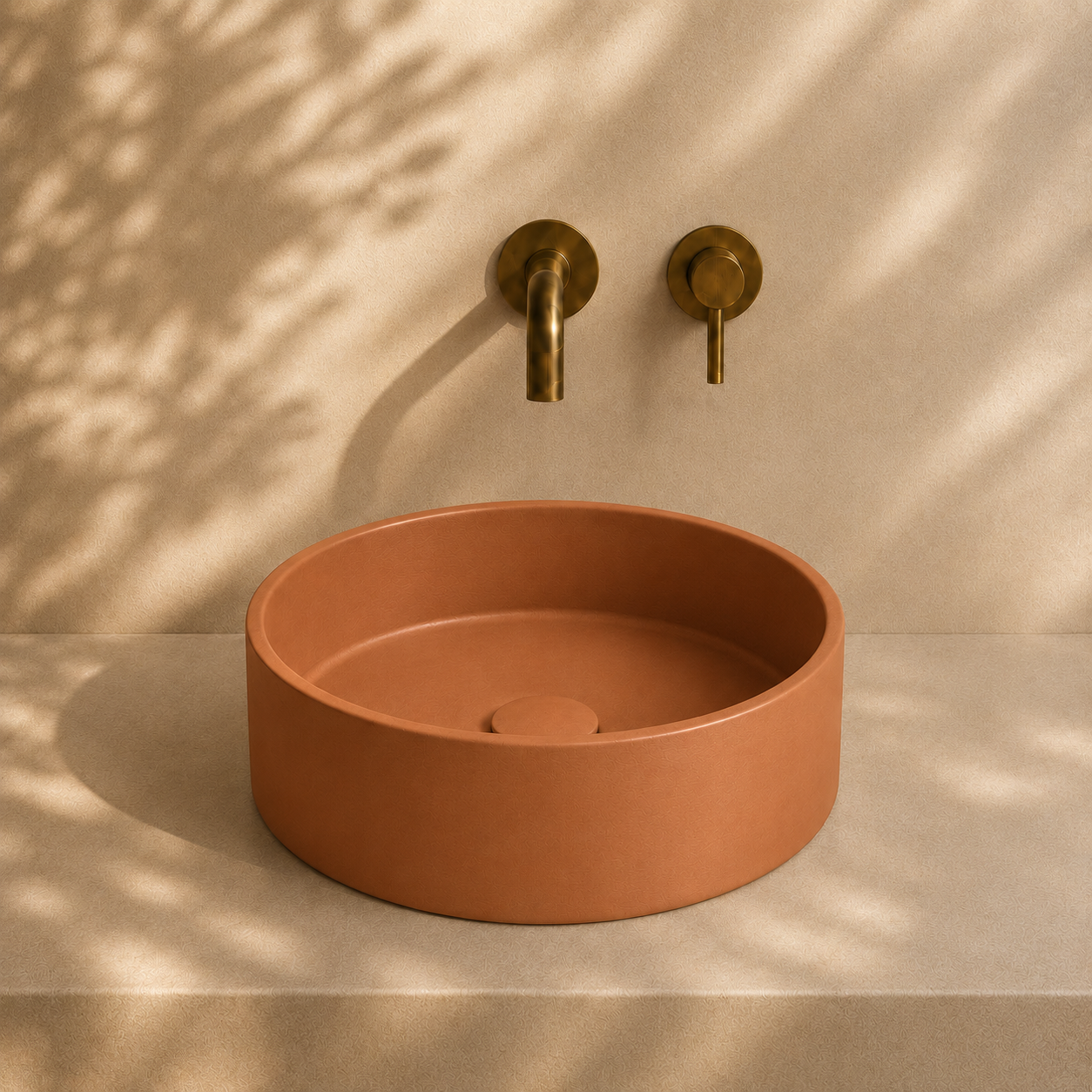 Milano Cerchio Concrete 380mm Above Counter Basin, Tuscan Terracotta