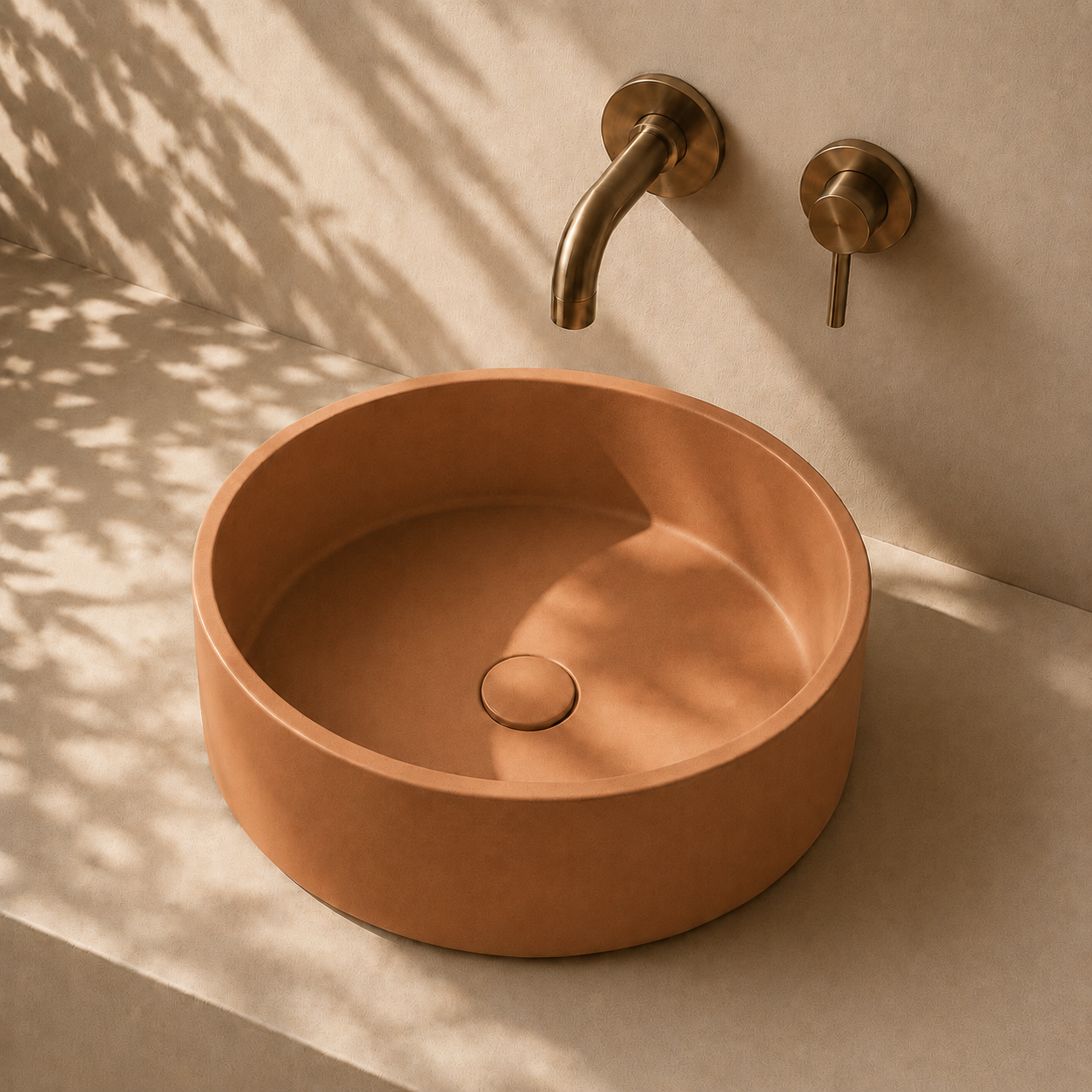 Milano Cerchio Concrete 380mm Above Counter Basin, Tuscan Terracotta