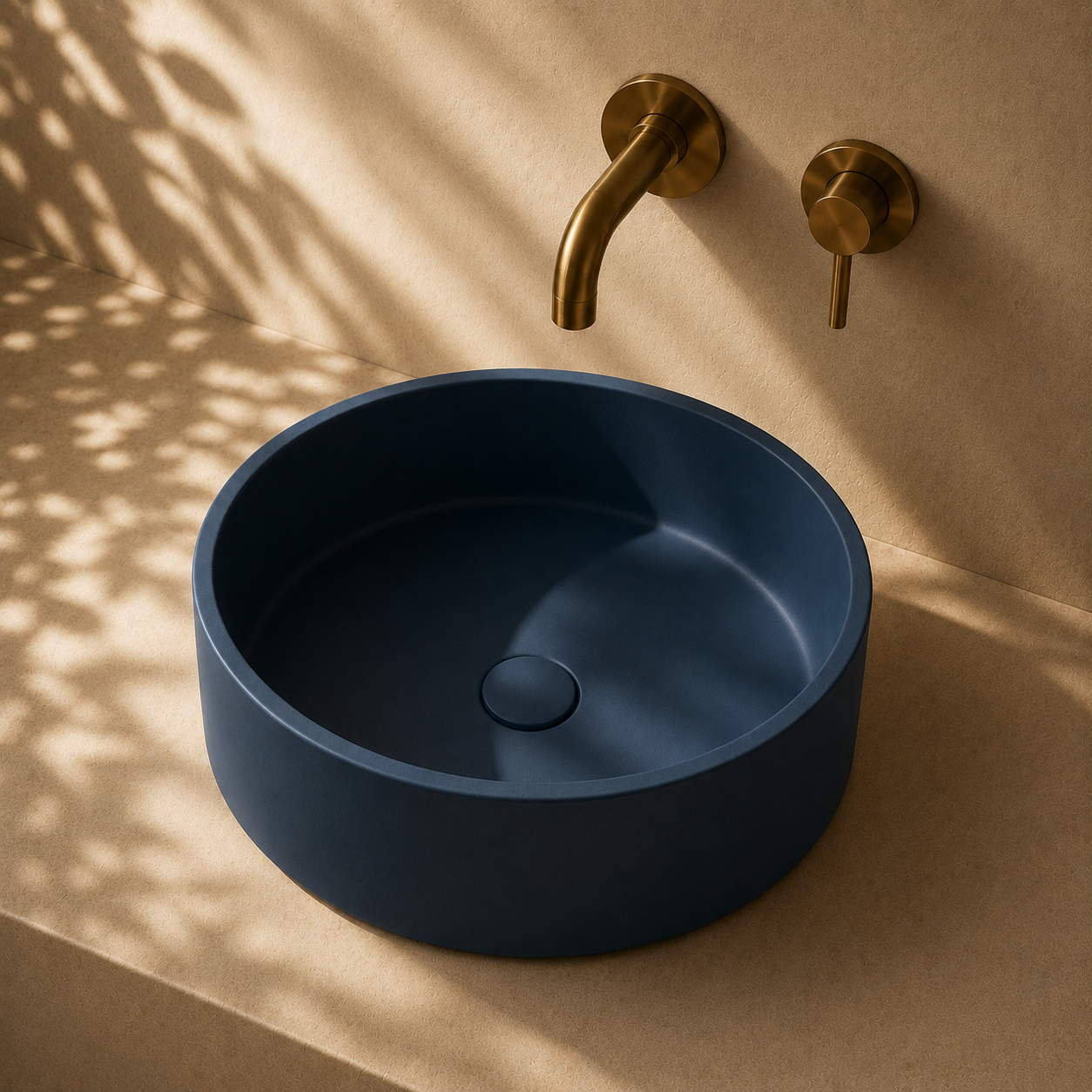Milano Cerchio Concrete 380mm Above Counter Basin, Yacht Blue