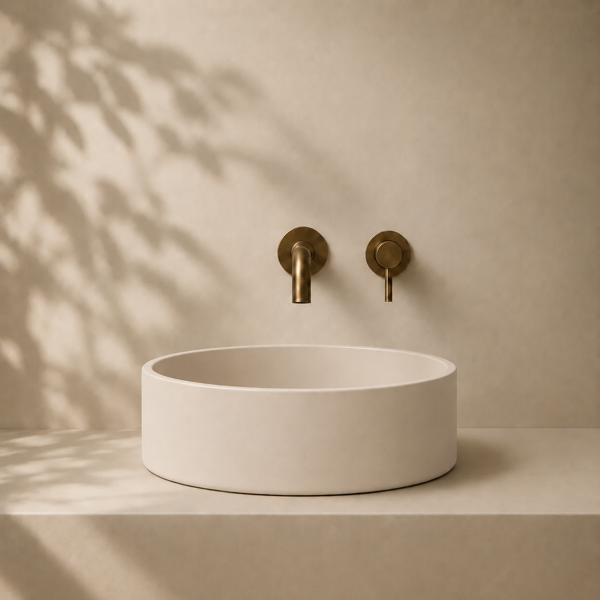 Milano Cerchio Concrete 380mm Above Counter Basin, Concrete Clay Biege
