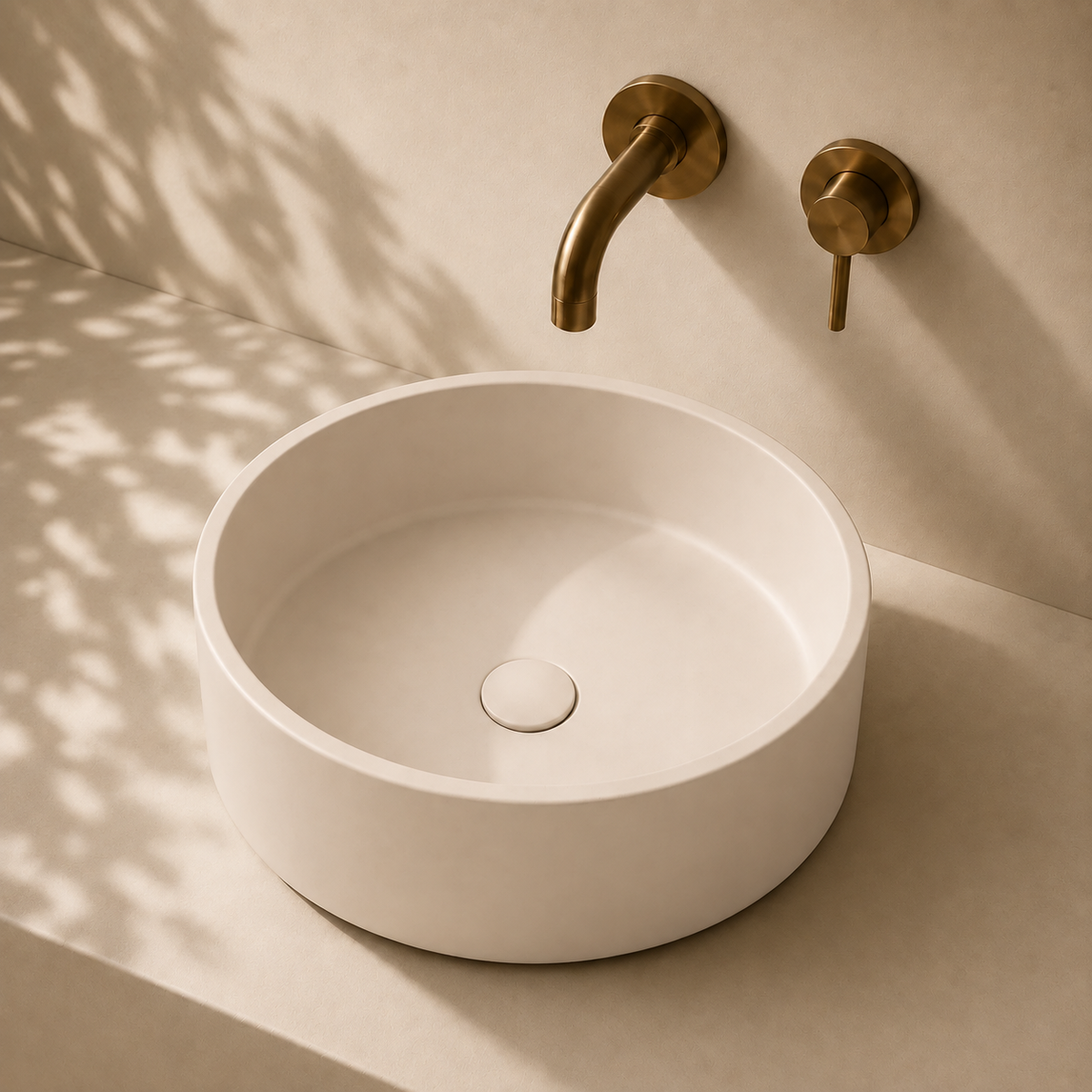 Milano Cerchio Concrete 380mm Above Counter Basin, Concrete Clay Biege