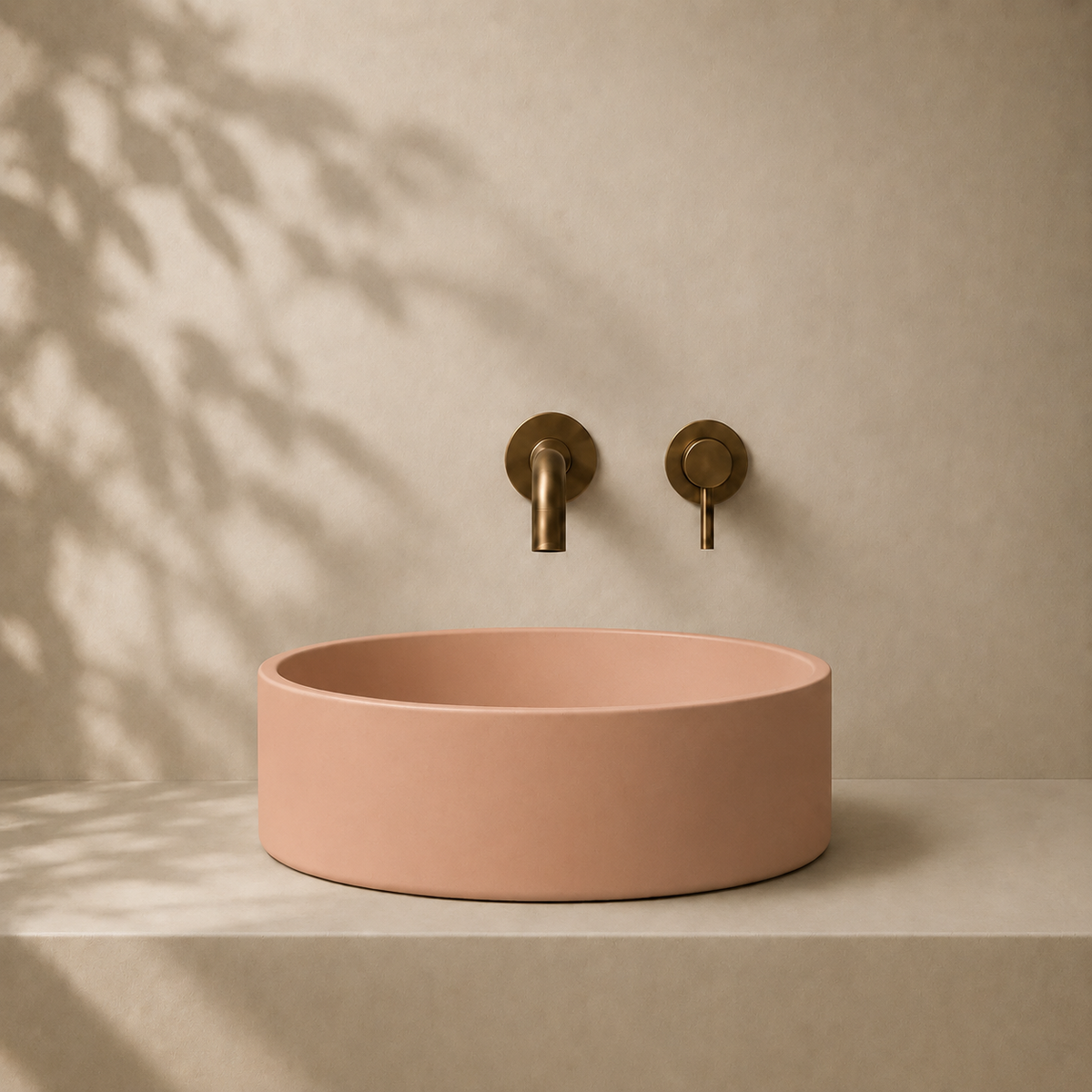 Milano Cerchio Concrete 380mm Above Counter Basin, Dusty Peach