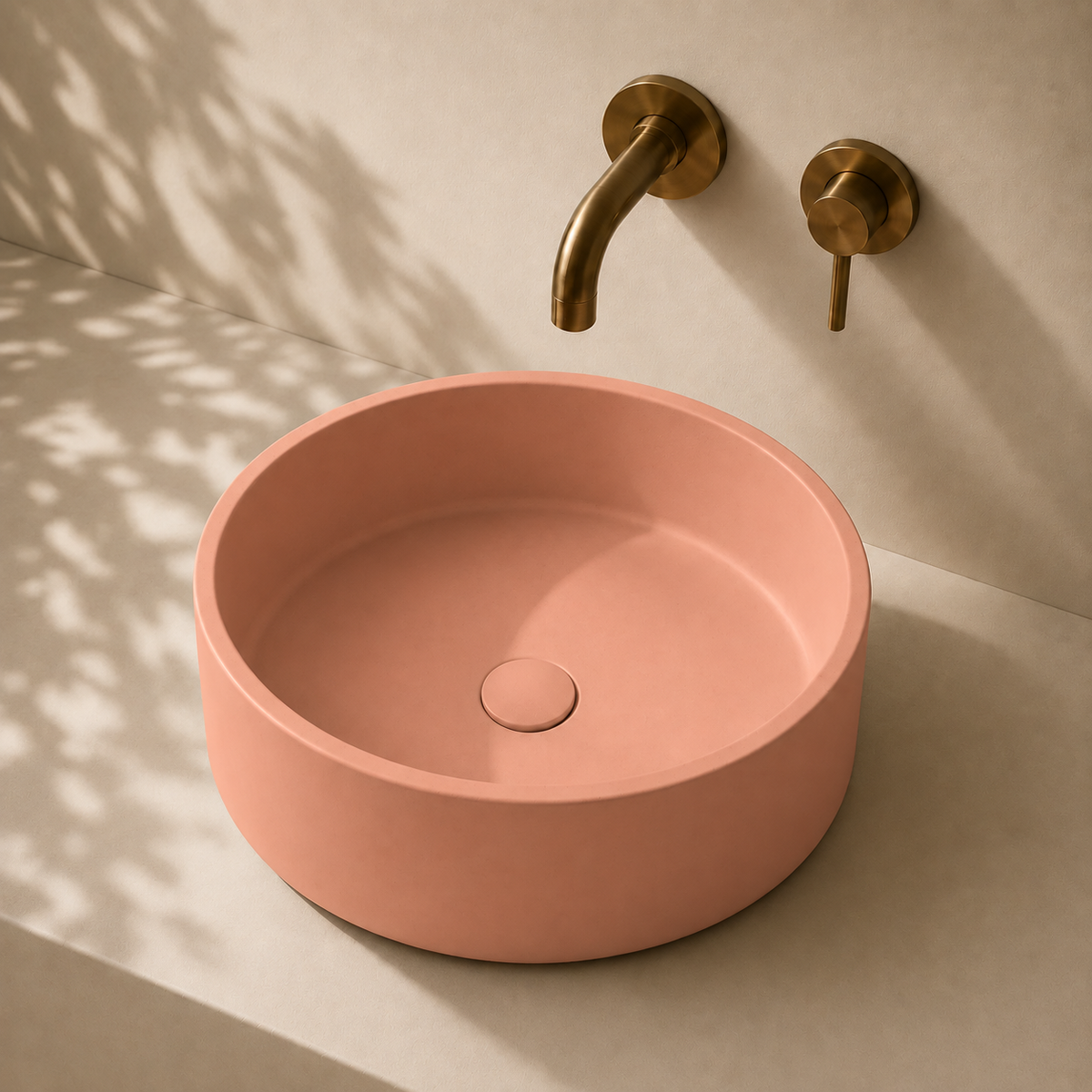 Milano Cerchio Concrete 380mm Above Counter Basin, Dusty Peach