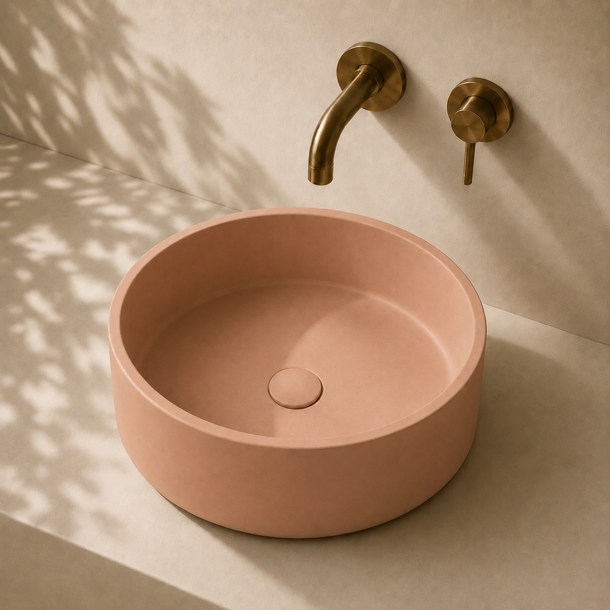 Milano Cerchio Concrete 380mm Above Counter Basin, Dusty Peach