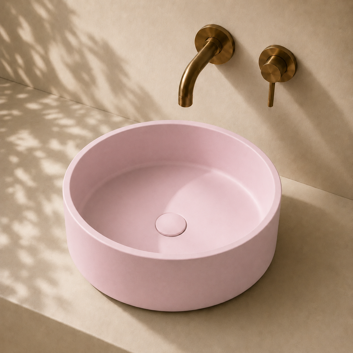 Milano Cerchio Concrete 380mm Above Counter Basin, Lily Pink