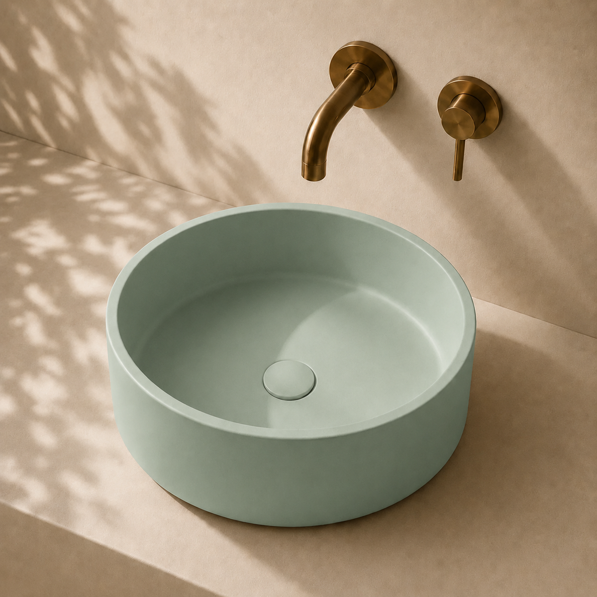 Milano Cerchio Concrete 380mm Above Counter Basin, Mint Green