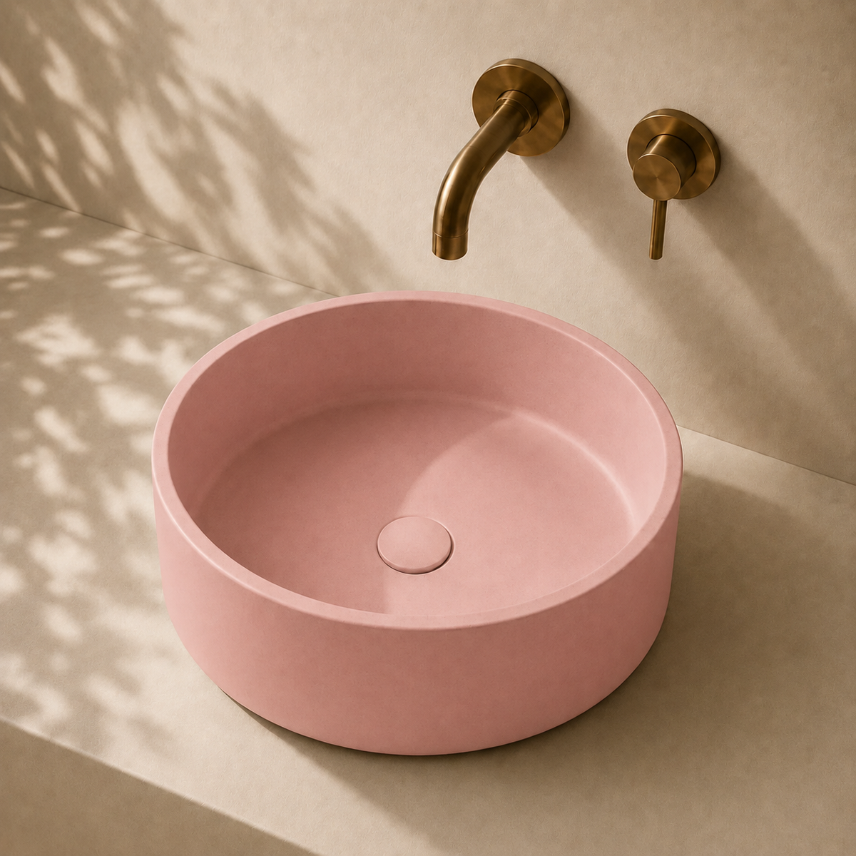 Milano Cerchio Concrete 380mm Above Counter Basin, Misty Rose