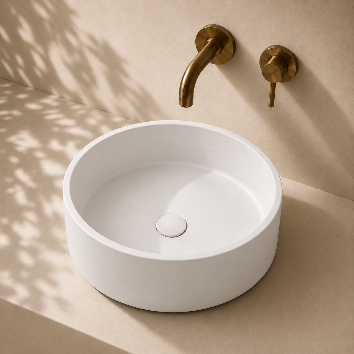 Milano Cerchio Concrete 380mm Above Counter Basin, Natural White