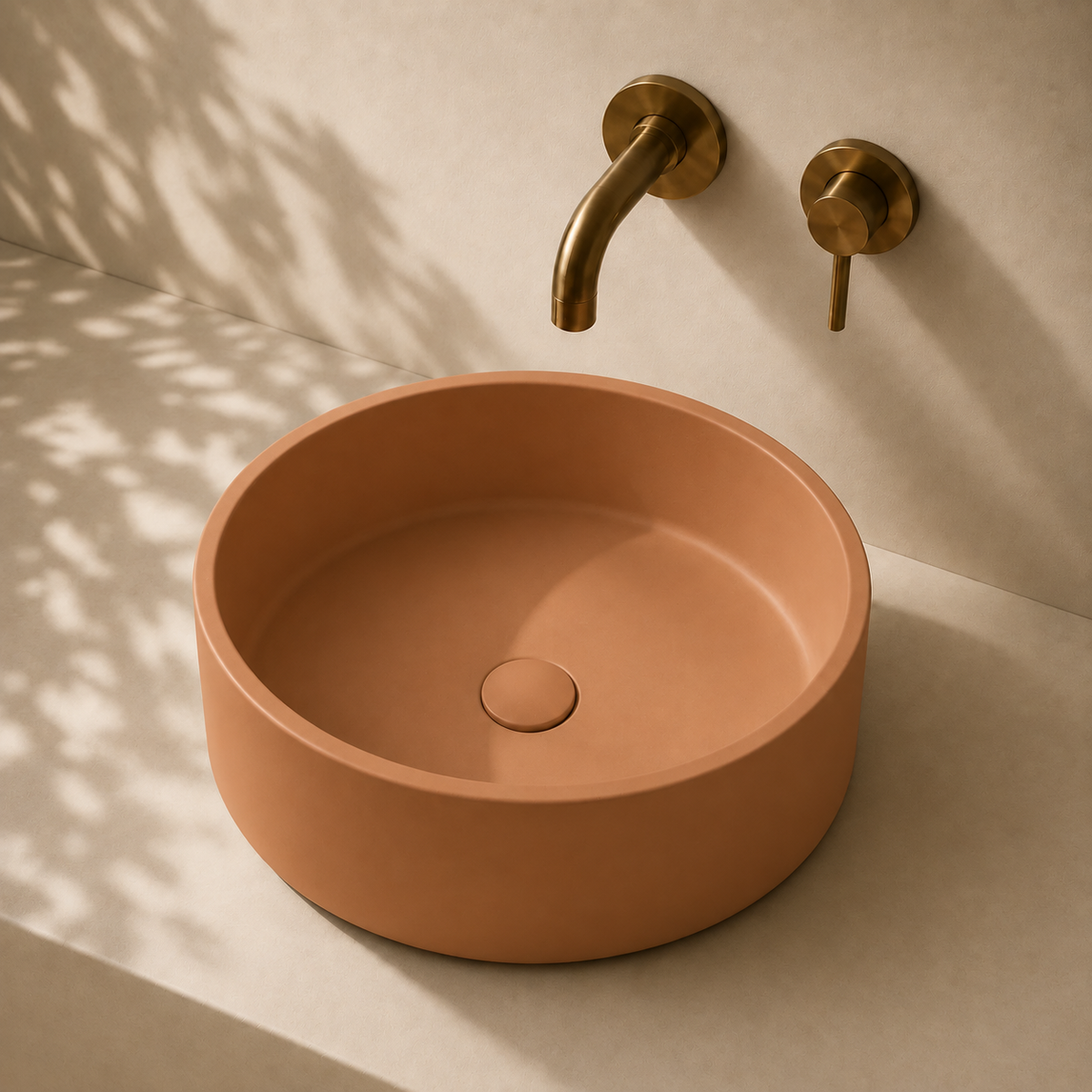 Milano Cerchio Concrete 380mm Above Counter Basin, Tan Brown