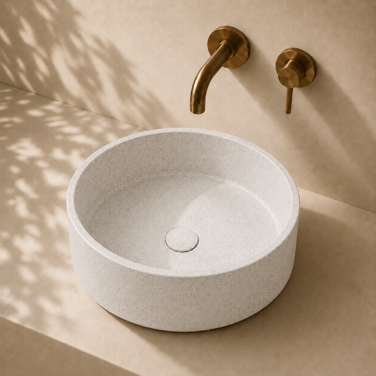 Milano Cerchio Concrete 380mm Above Counter Basin, Terrazzo Snow