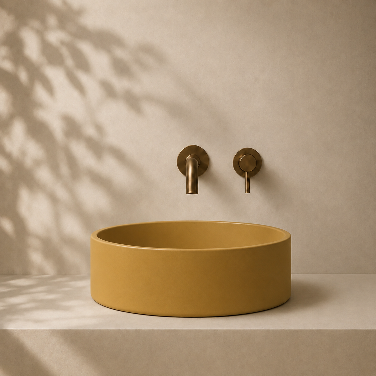 Milano Cerchio Concrete 380mm Above Counter Basin, Yellow Ochre