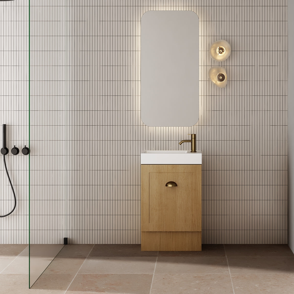 Milano Federation 460mm Small Space Vanity-Natural Oak