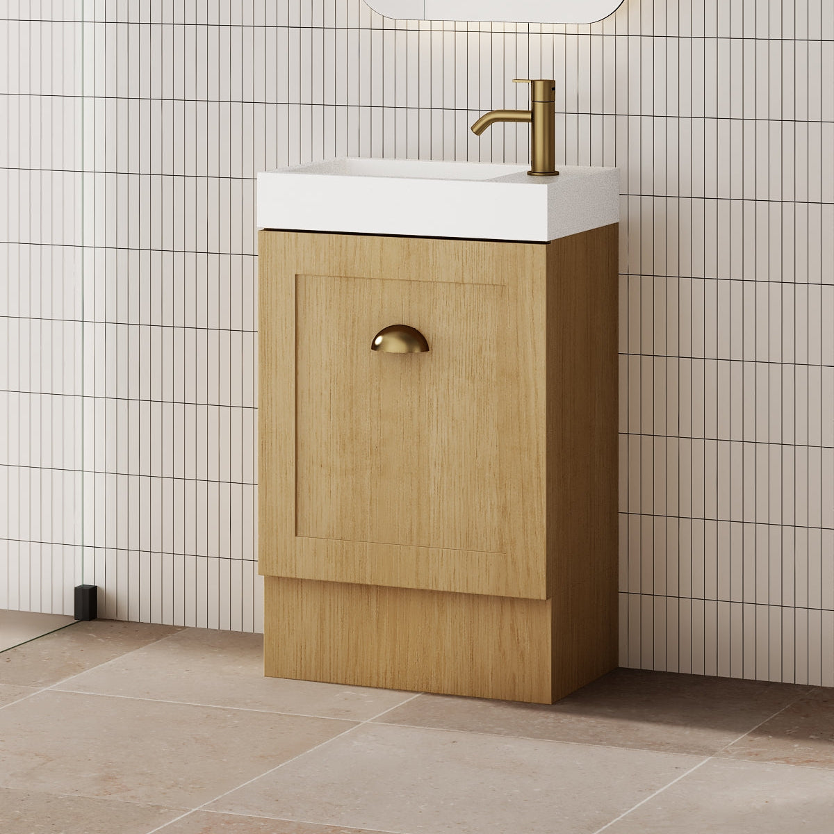 Milano Federation 460mm Small Space Vanity-Natural Oak