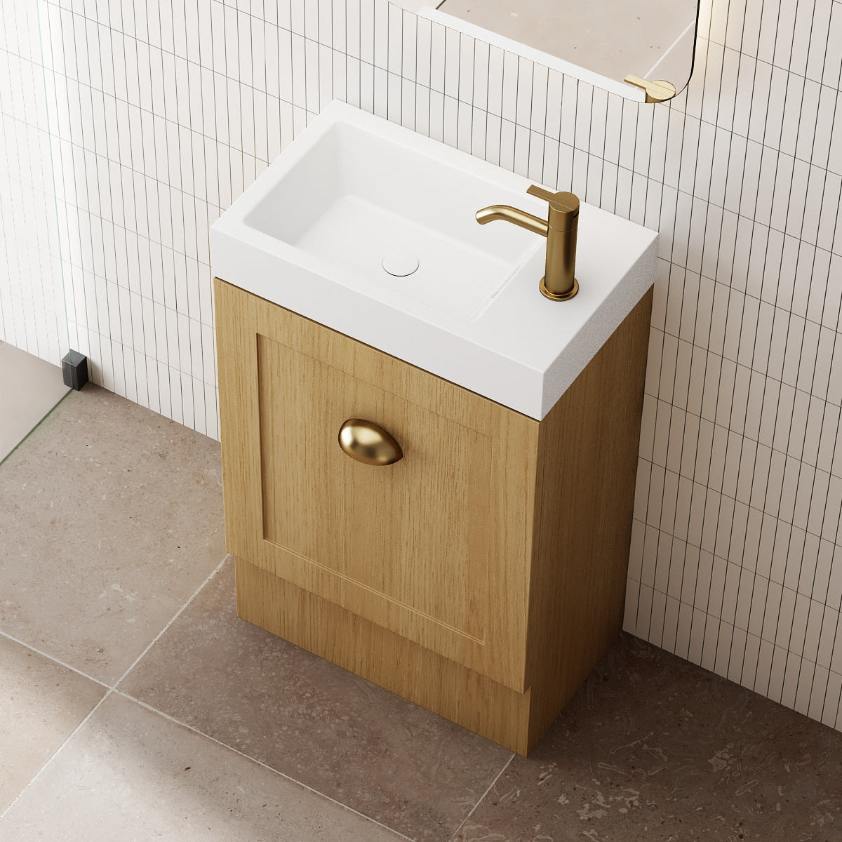 Milano Federation 460mm Small Space Vanity-Natural Oak