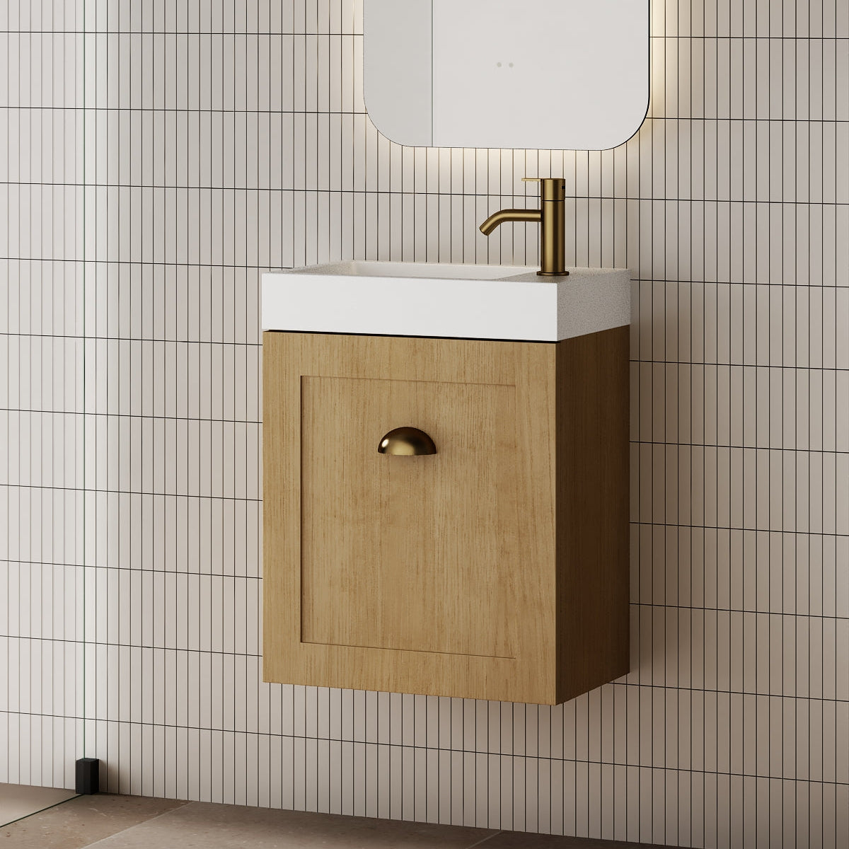 Milano Federation 460mm Small Space Vanity-Natural Oak