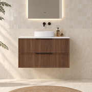 Milano Federation 900mm Wall Hung Vanity, Walnut