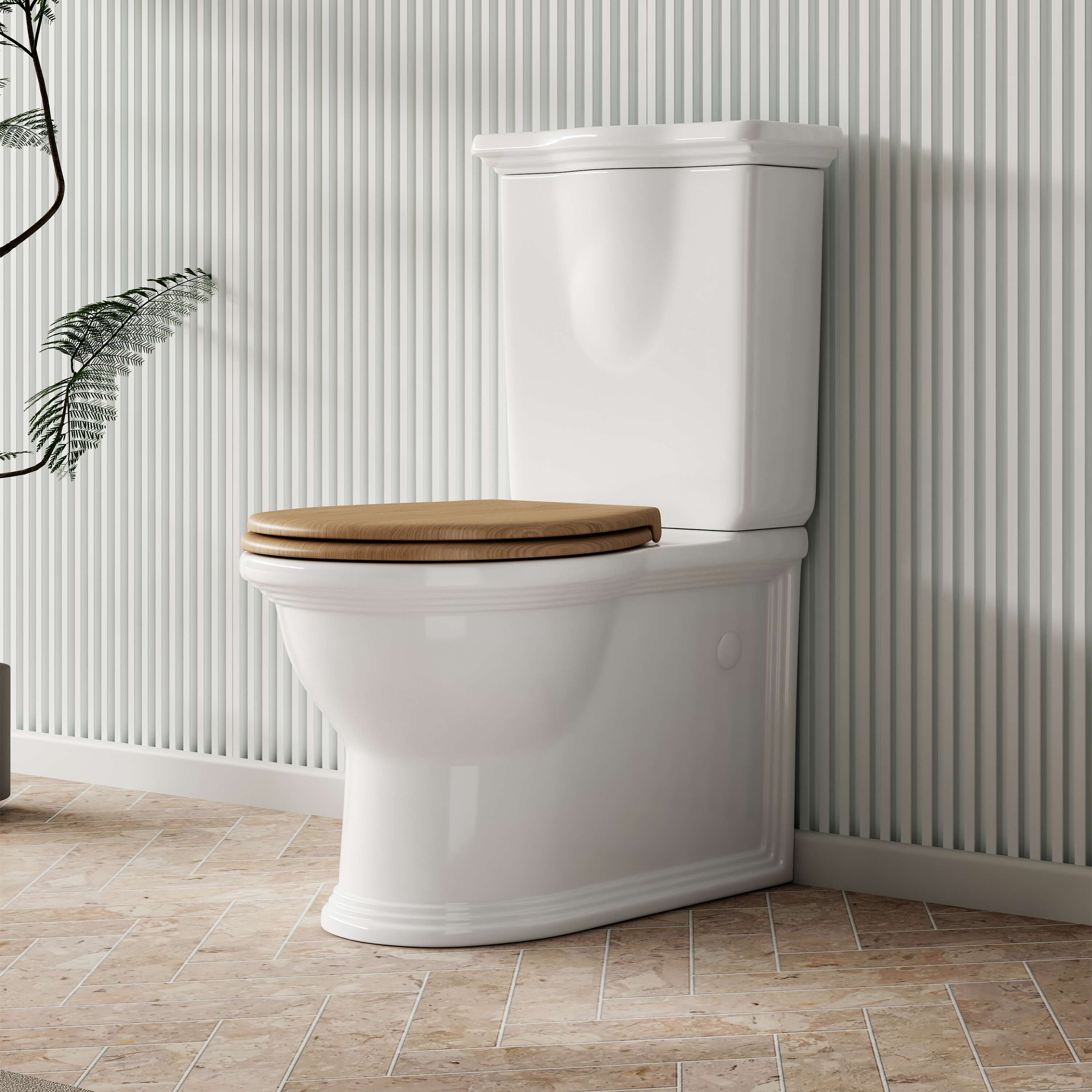 Milano Federation Back to Wall Rimless Toilet Suite with Timber Seat
