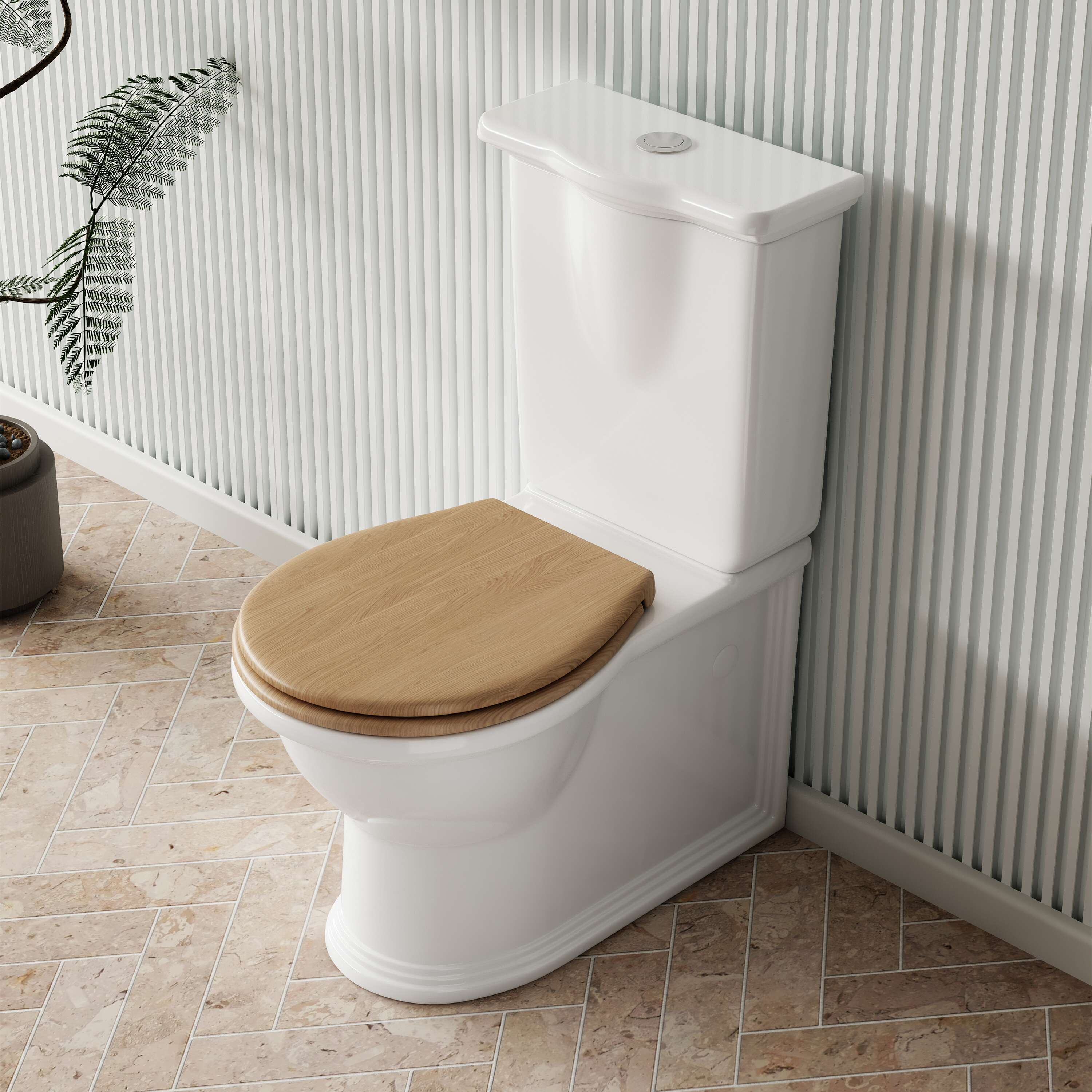 Milano Federation Back to Wall Rimless Toilet Suite with Timber Seat