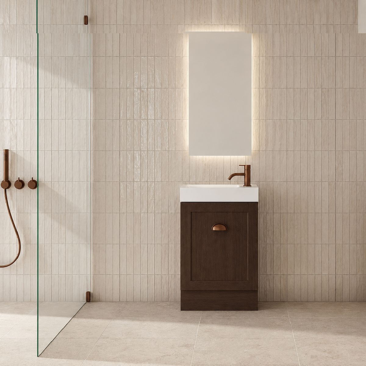 Milano Federation 460mm Small Space Vanity-Walnut