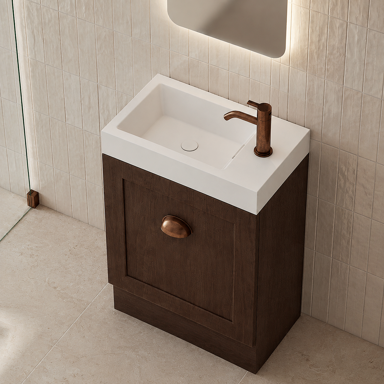Milano Federation 460mm Small Space Vanity-Walnut