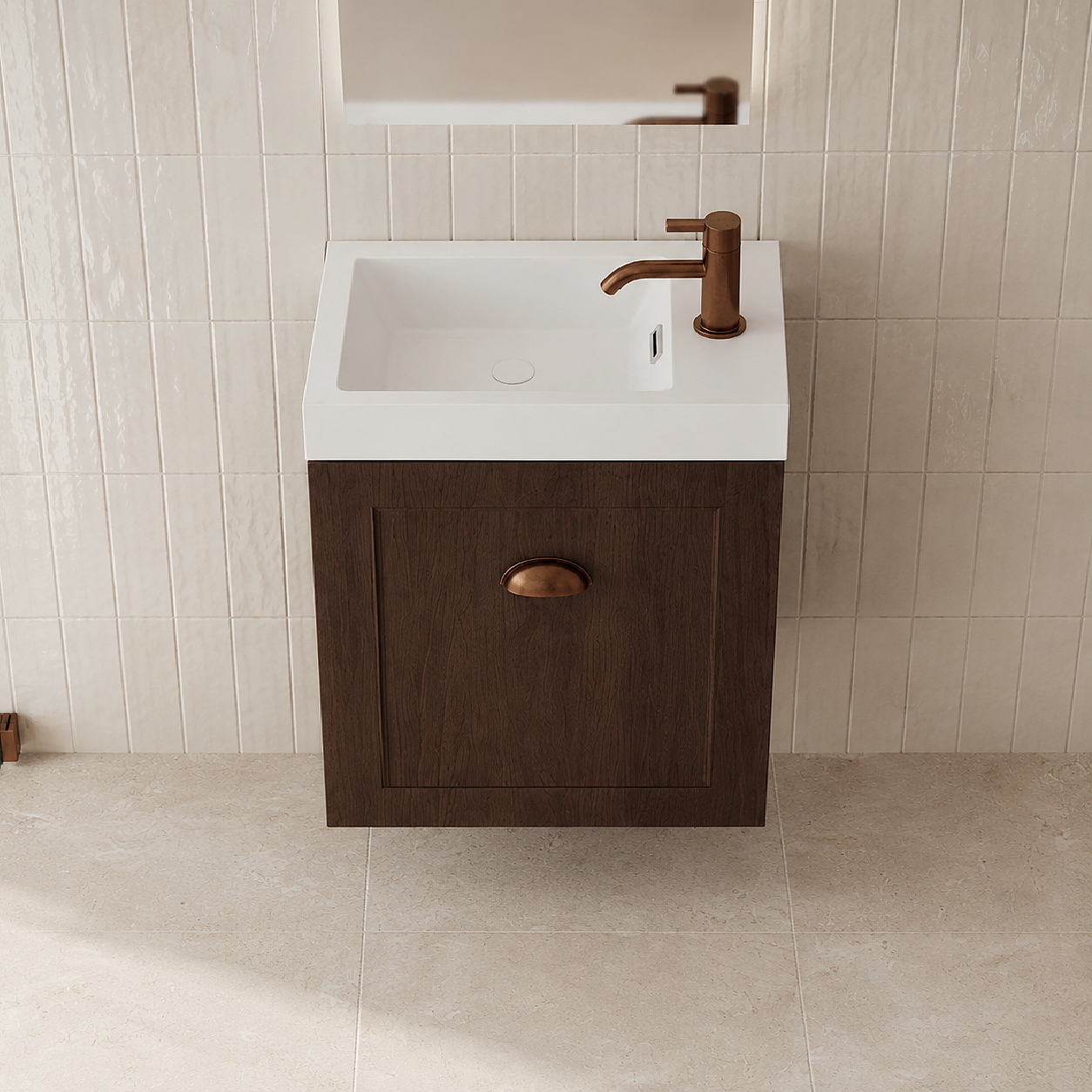 Milano Federation 460mm Small Space Vanity-Walnut