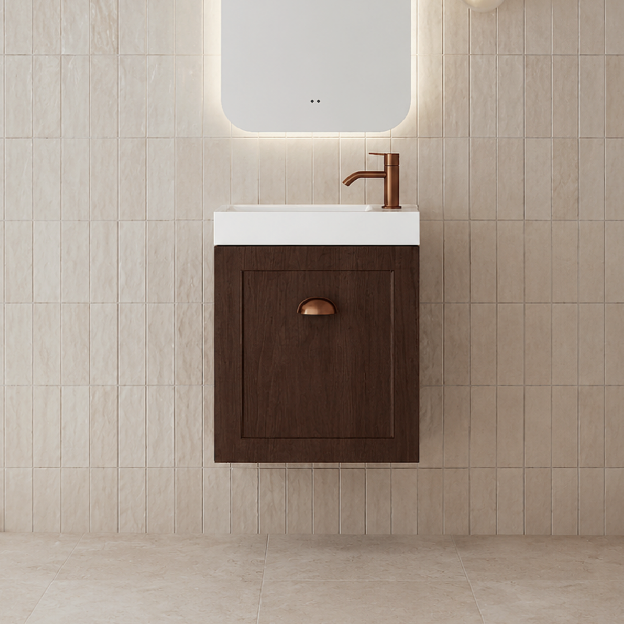 Milano Federation 460mm Small Space Vanity-Walnut