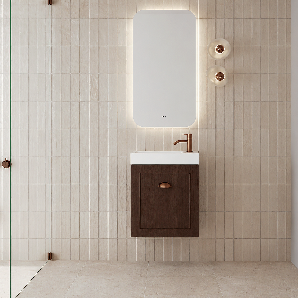 Milano Federation 460mm Small Space Vanity-Walnut