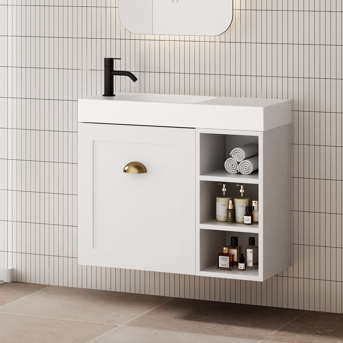 Milano Federation 700mm Small Space Vanity with Shelf-Matte White