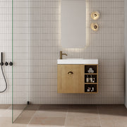 Milano Federation 700mm Small Space Vanity with Shelf-Natural Oak