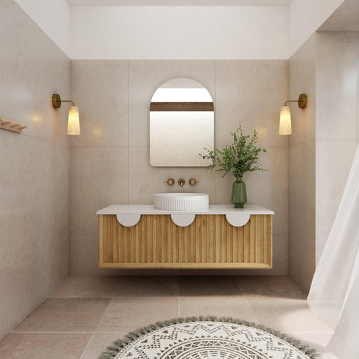 Milano Flow 1200mm Fluted Wall Hung Vanity Natural Oak - Ideal Bathroom CentreFL1200N1200mm