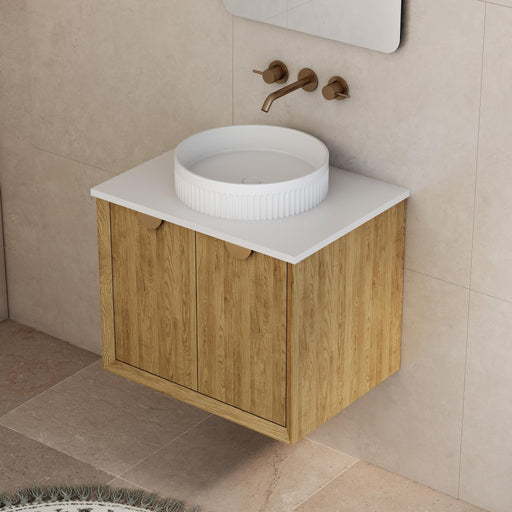 Milano Flow 600mm Wall Hung Vanity Natural Oak - Ideal Bathroom CentreFLO600OAKFLO600D3