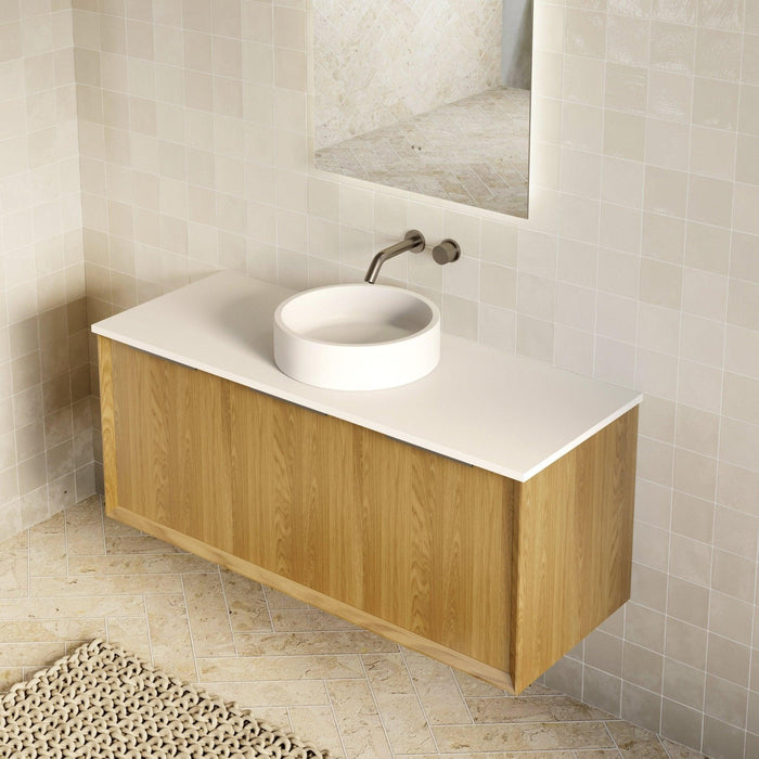 Milano Flow Flat 1200mm Wall Hung Vanity Natural Oak - Ideal Bathroom CentreFLO1200OAKFLO1200D3CCentre Basin