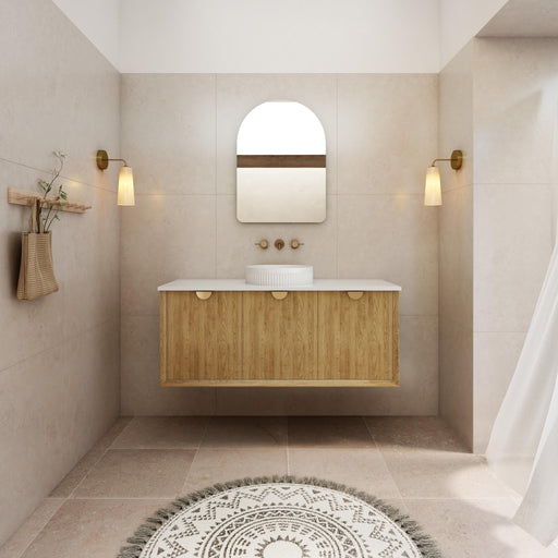 Milano Flow Flat 1200mm Wall Hung Vanity Natural Oak - Ideal Bathroom CentreFLO1200OAKFLO1200D3CCentre Basin