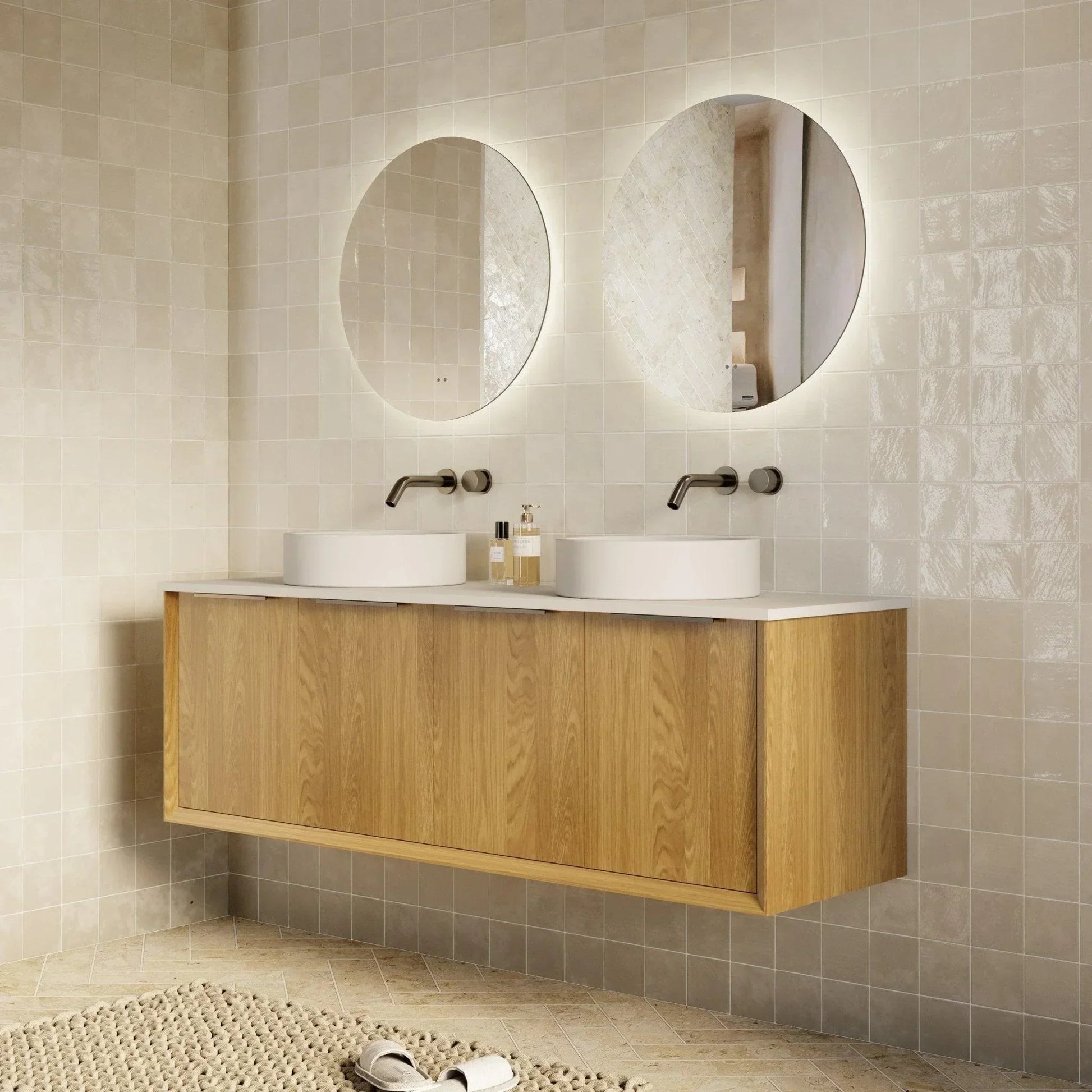 Milano Flow Flat 1500mm Wall Hung Vanity Natural Oak - Ideal Bathroom CentreFLO1500OAKFLO1500D3