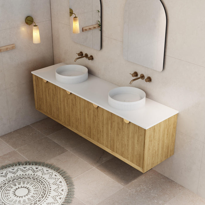 Milano Flow Flat 1800mm Wall Hung Vanity Natural Oak - Ideal Bathroom CentreFLO1800OAKFLO1800D3