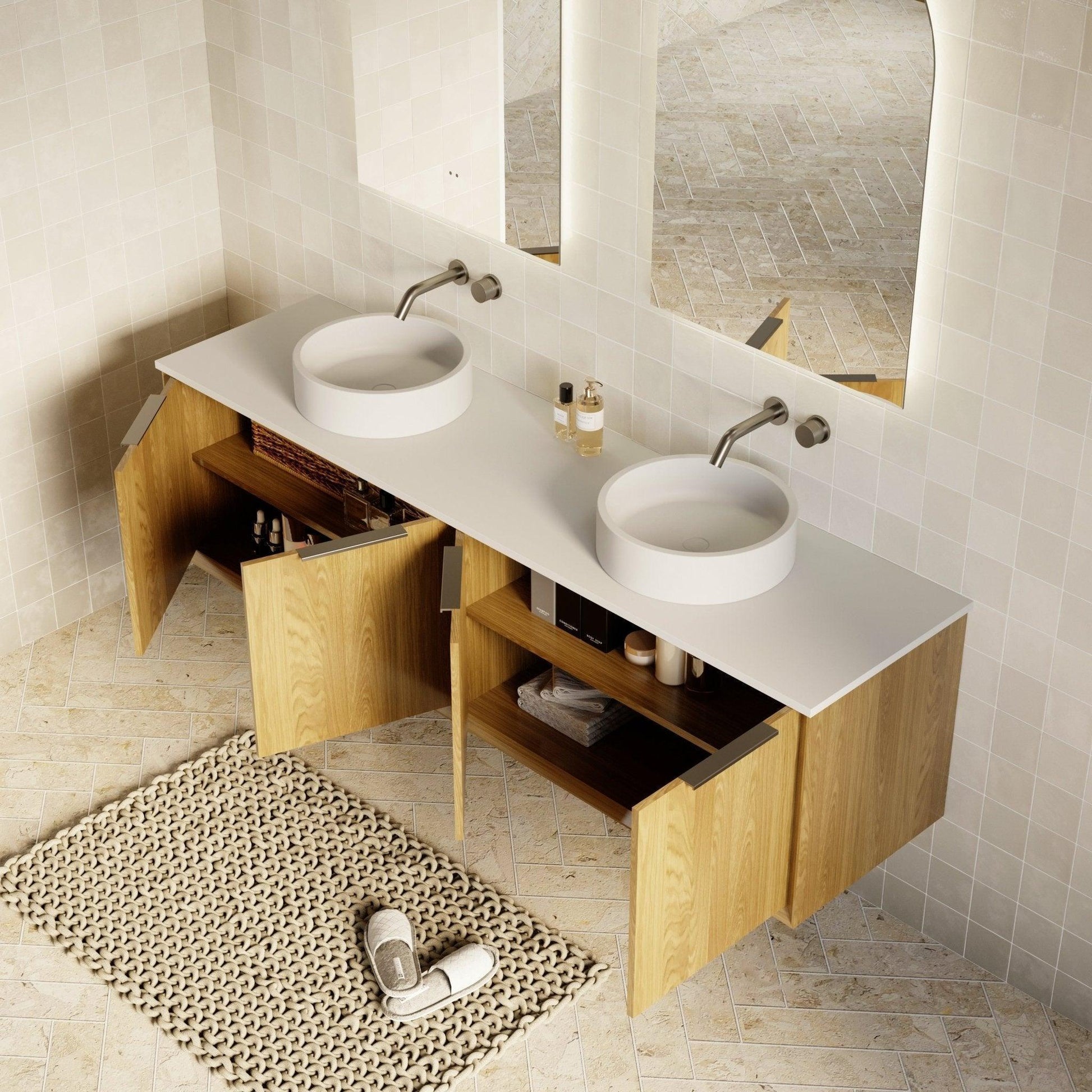 Milano Flow Flat 1800mm Wall Hung Vanity Natural Oak - Ideal Bathroom CentreFLO1800OAKFLO1800D3
