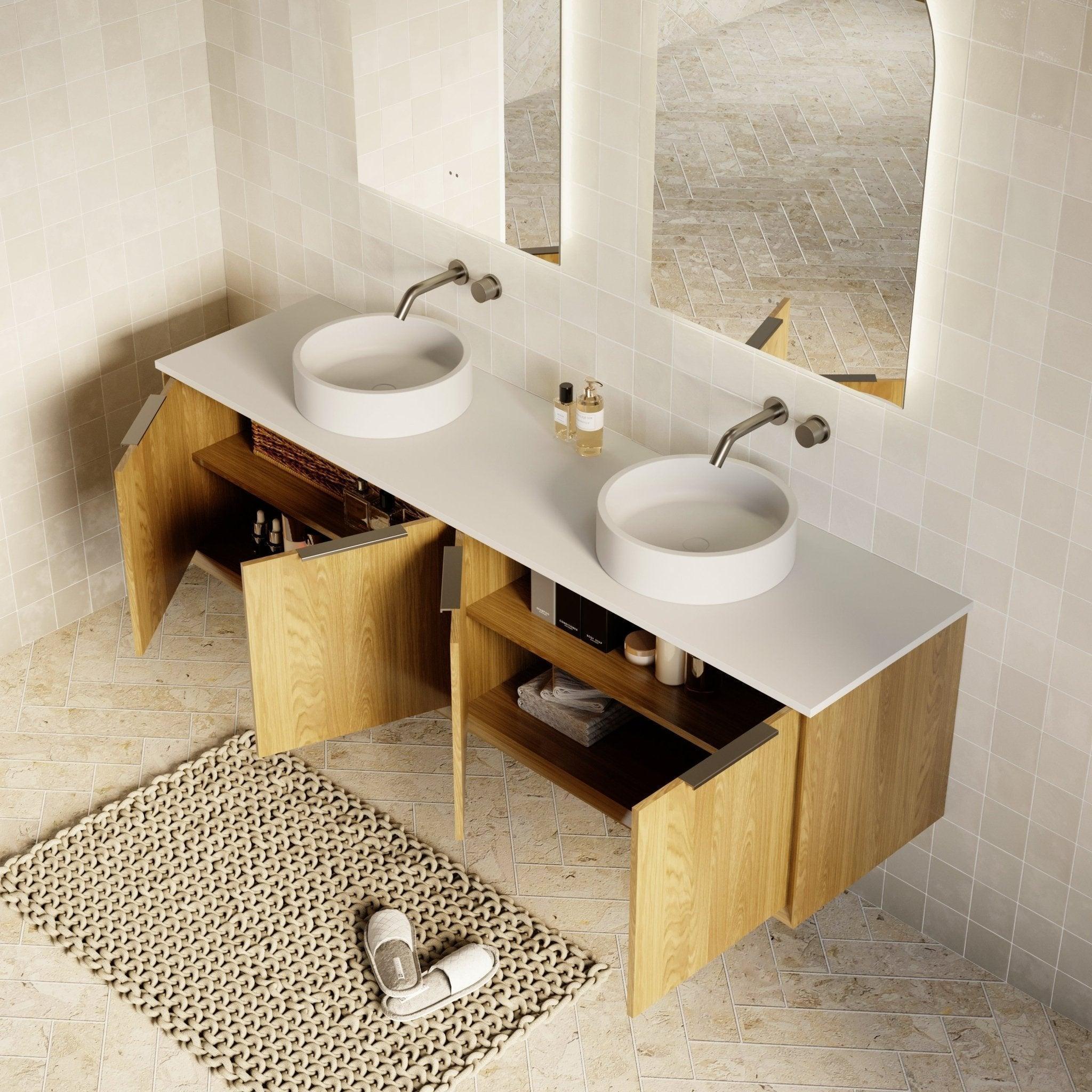 Milano Flow Flat 1800mm Wall Hung Vanity Natural Oak - Ideal Bathroom CentreFLO1800OAKFLO1800D3