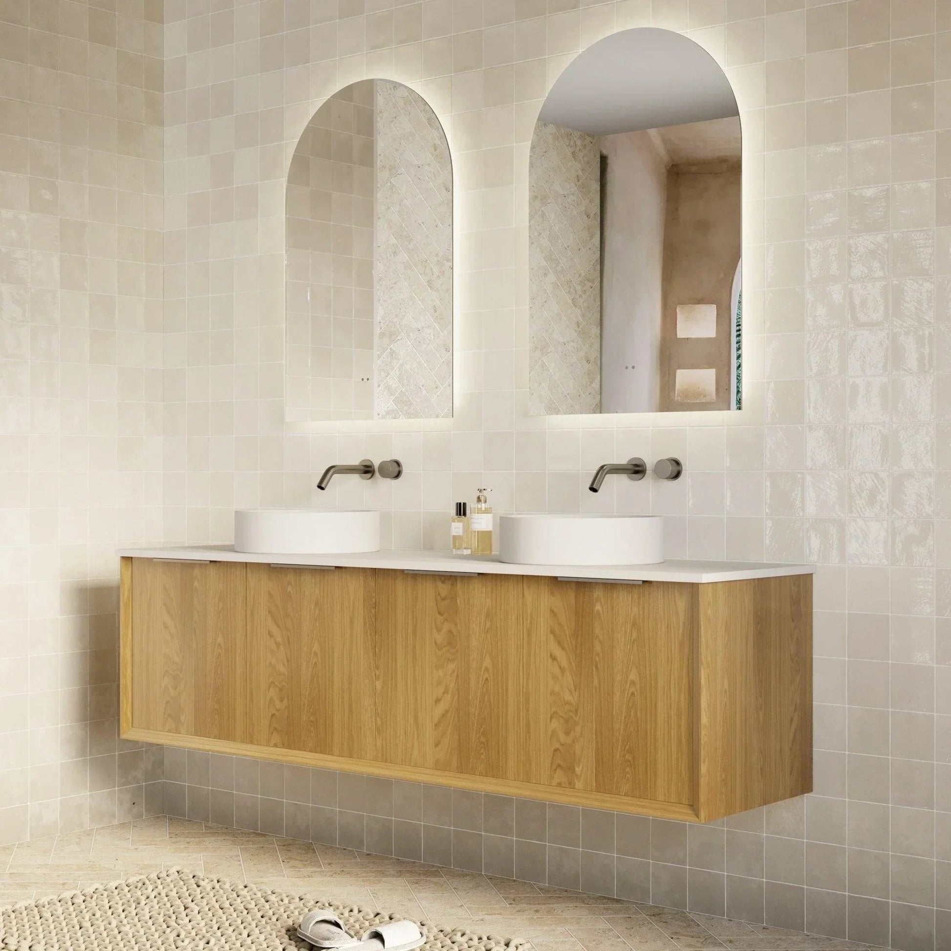 Milano Flow Flat 1800mm Wall Hung Vanity Natural Oak - Ideal Bathroom CentreFLO1800OAKFLO1800D3