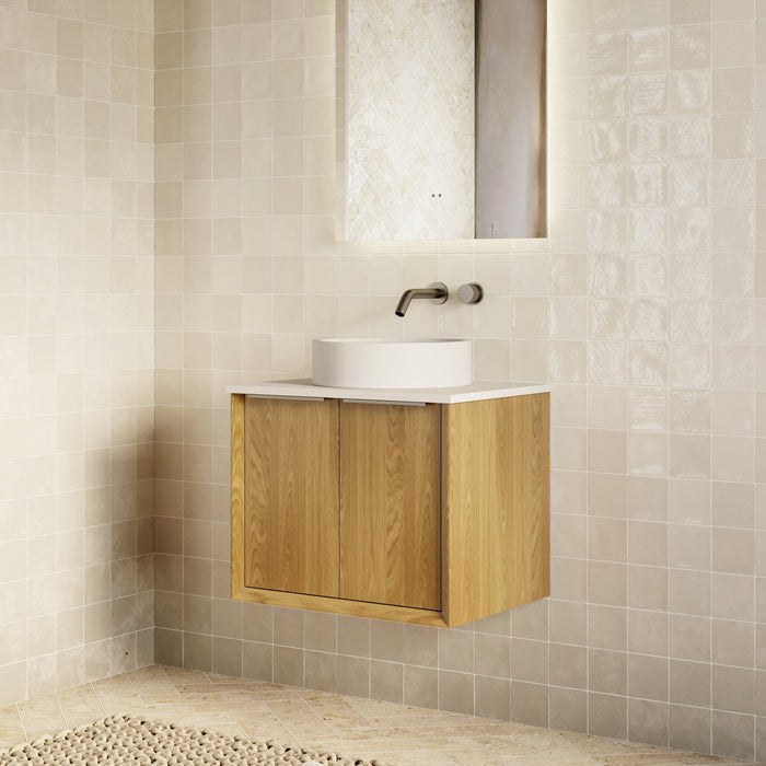 Milano Flow Flat 600mm Wall Hung Vanity Natural Oak - Ideal Bathroom CentreFLO600OAKFLO600D3