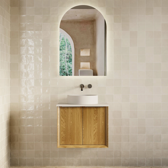 Milano Flow Flat 600mm Wall Hung Vanity Natural Oak - Ideal Bathroom CentreFLO600OAKFLO600D3