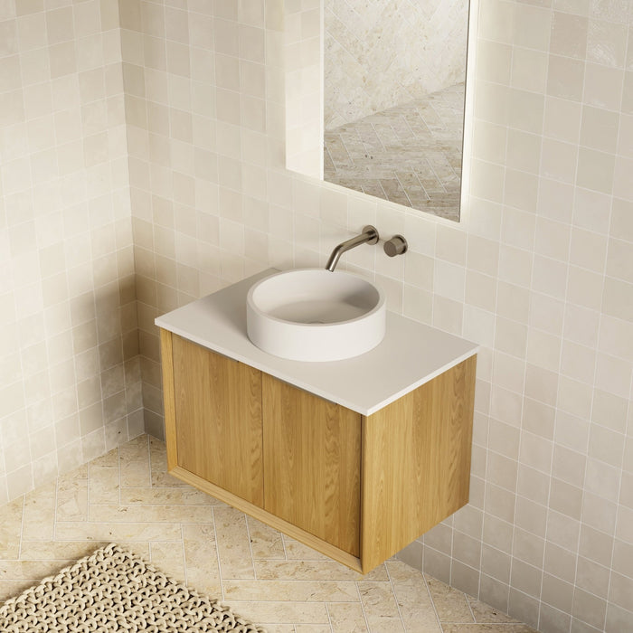 Milano Flow Flat 750mm Wall Hung Vanity Natural Oak - Ideal Bathroom CentreFLO750OAKFLO750D3