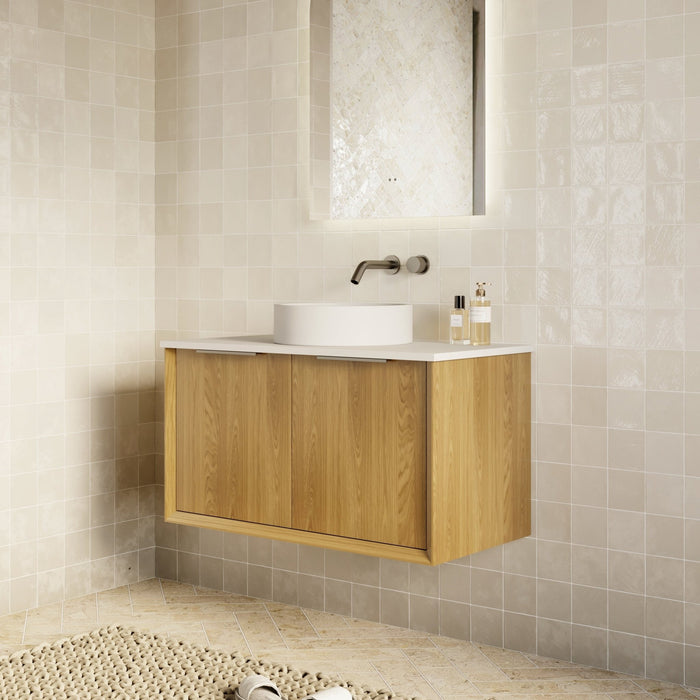 Milano Flow Flat 900mm Wall Hung Vanity Natural Oak - Ideal Bathroom CentreFLO900OAKFLO900D3